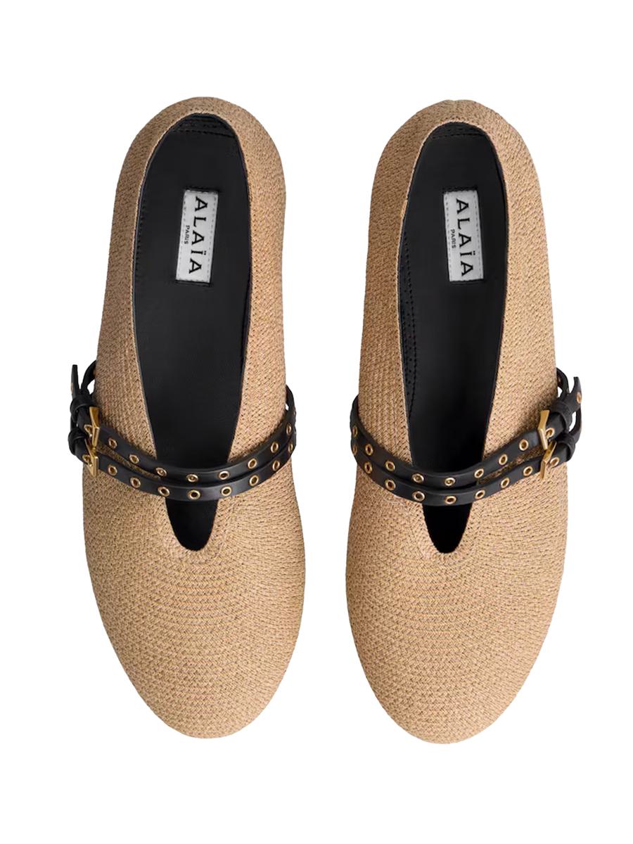 Alaïa Ballet Flats In Paper Straw Shoes