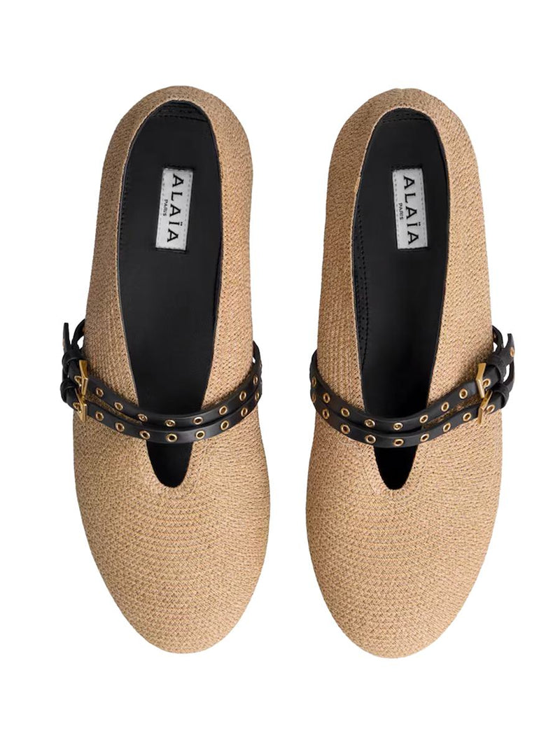 Alaïa Ballet Flats In Paper Straw Shoes