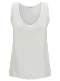 White Tank Top With Plunging U Neckline In Polyamide Woman