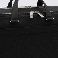 Salvatore Ferragamo Black Leather Business Gancini Top Handle Bag