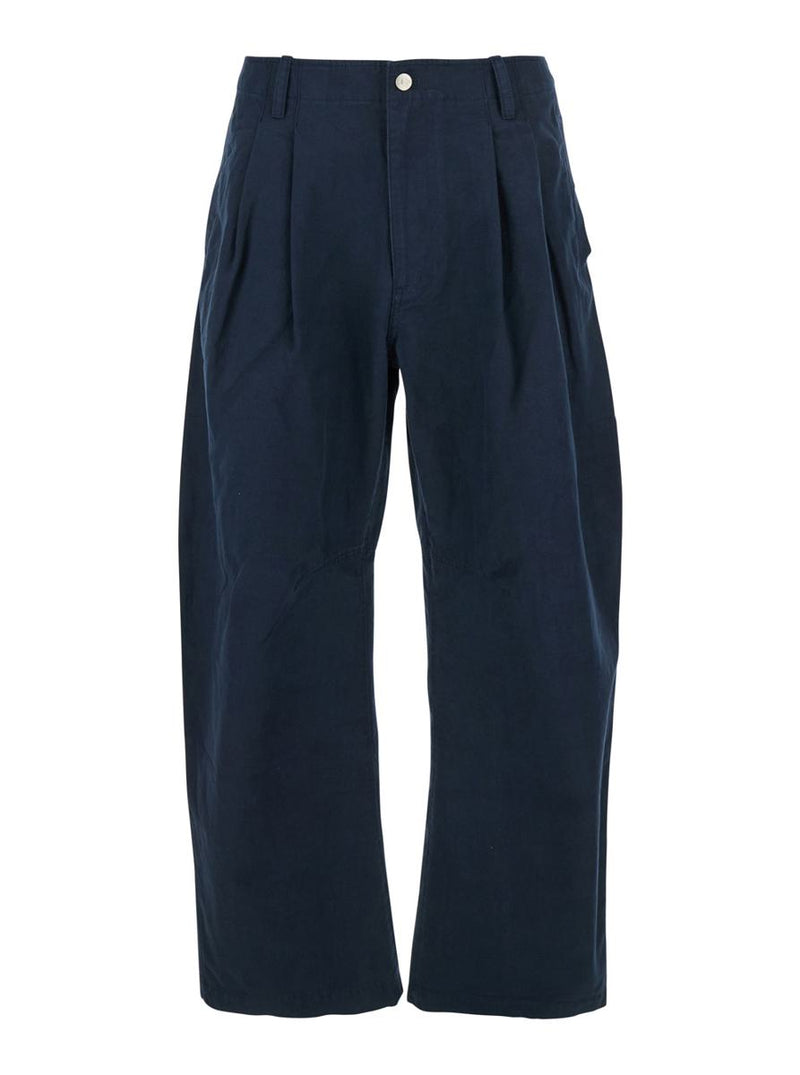 Blue Pants With Pences And Belt Loops In Cotton Man