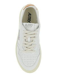 'Medalist' White Low Top Sneakers With Logo Patch On Tongue And Side In Leather Woman