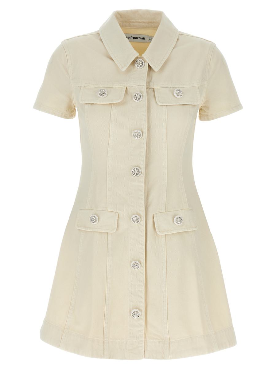 Self-Portrait 'Cream Collared Denim Mini' Dress