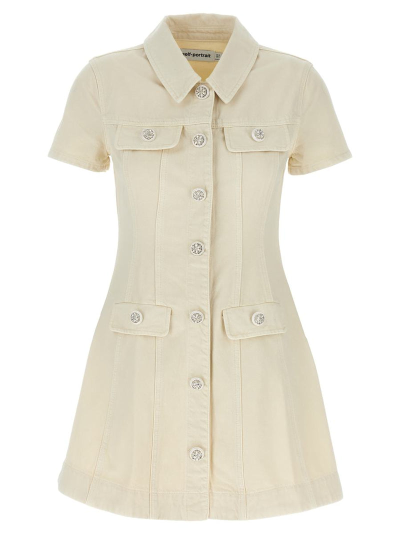 Self-Portrait 'Cream Collared Denim Mini' Dress