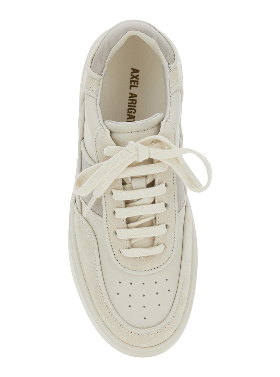 Beige Sneakers With Contrasting Heel With Logo Lettering In Leather Blend Woman