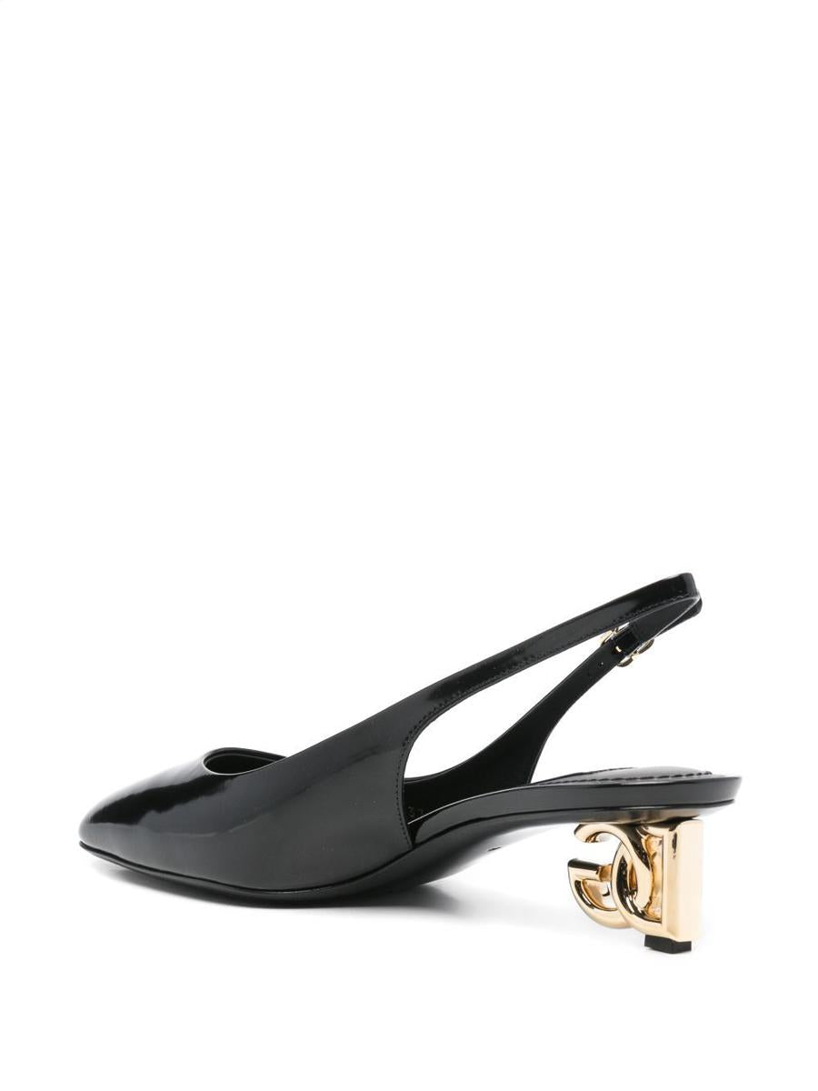 Dolce & Gabbana Logo-Heel Patent Leather Slingback Pumps Shoes