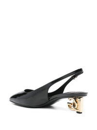 Dolce & Gabbana Logo-Heel Patent Leather Slingback Pumps Shoes