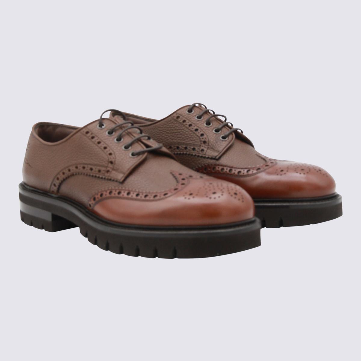 Salvatore Ferragamo Brown Leather Lace Up Shoes