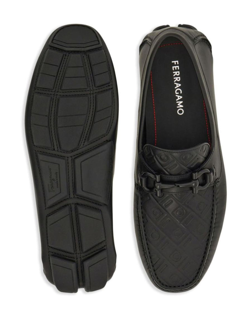 Salvatore Ferragamo Embossed Gancini Monogram Driving Loafers Shoes