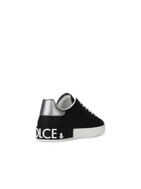 Dolce & Gabbana 'Portofino' Black Leather Sneakers
