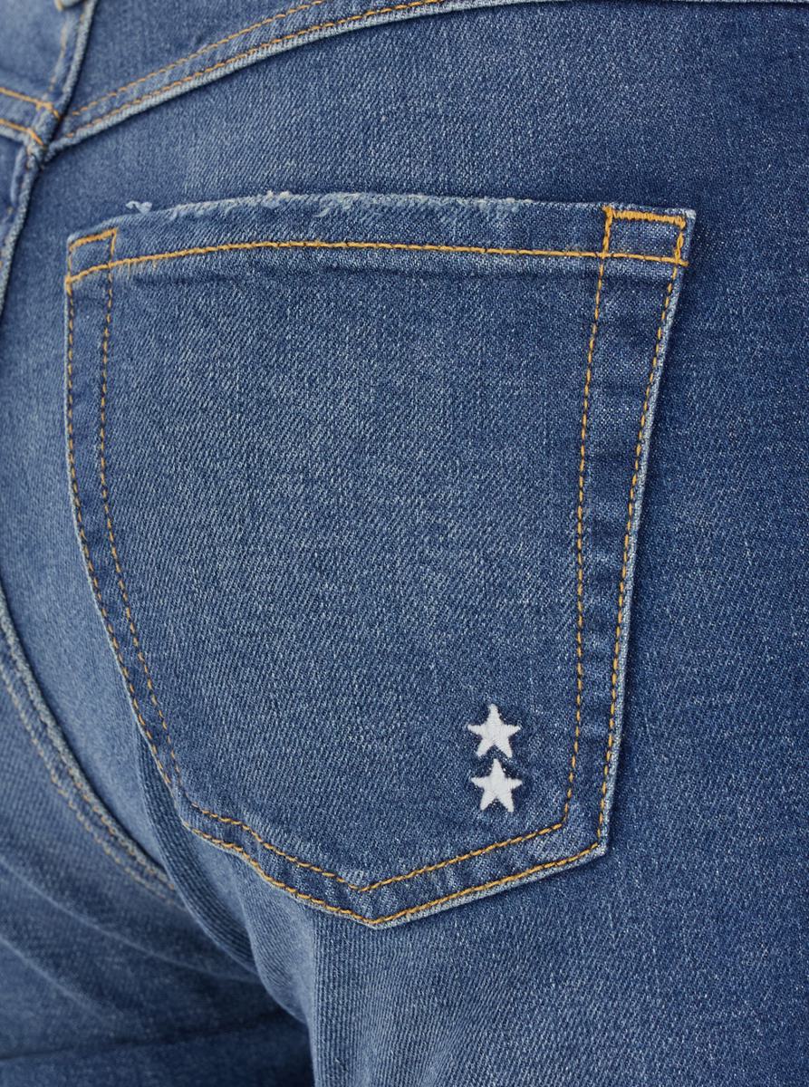 Blue Flared Jeans With Logo Patch On The Rear And Logo Detail On The Rear In Denim Woman