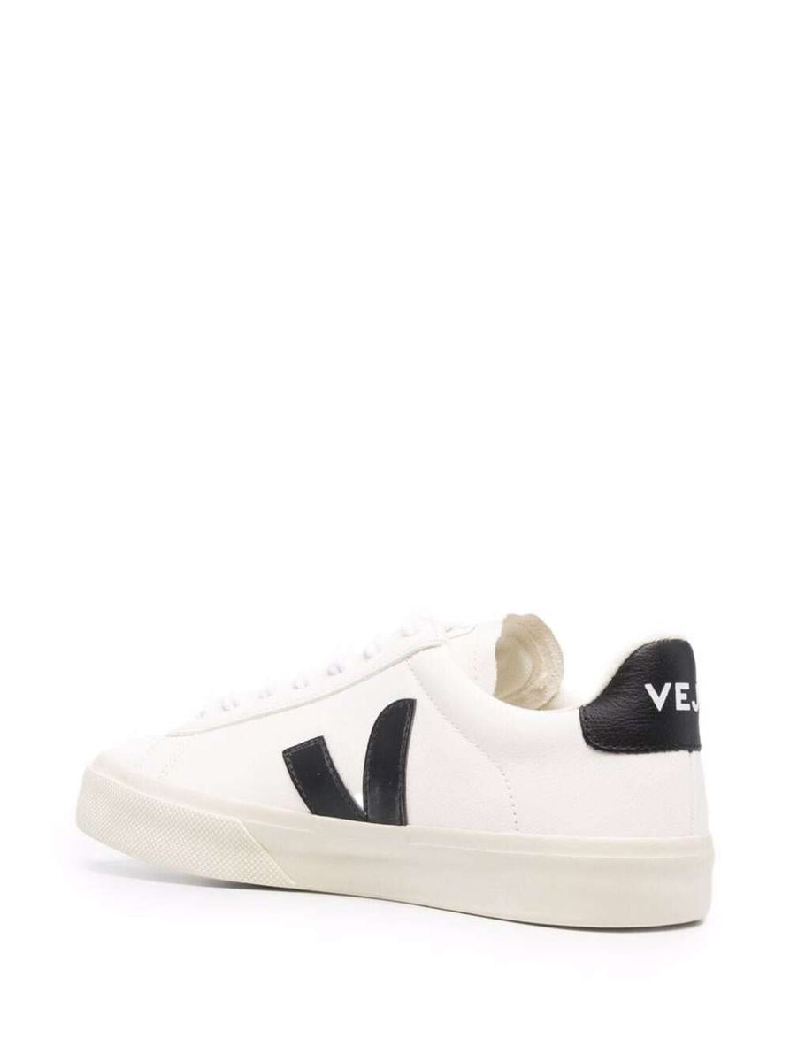 'Campo' White And Black Low Top Sneakers In Vegan Leather Unisex