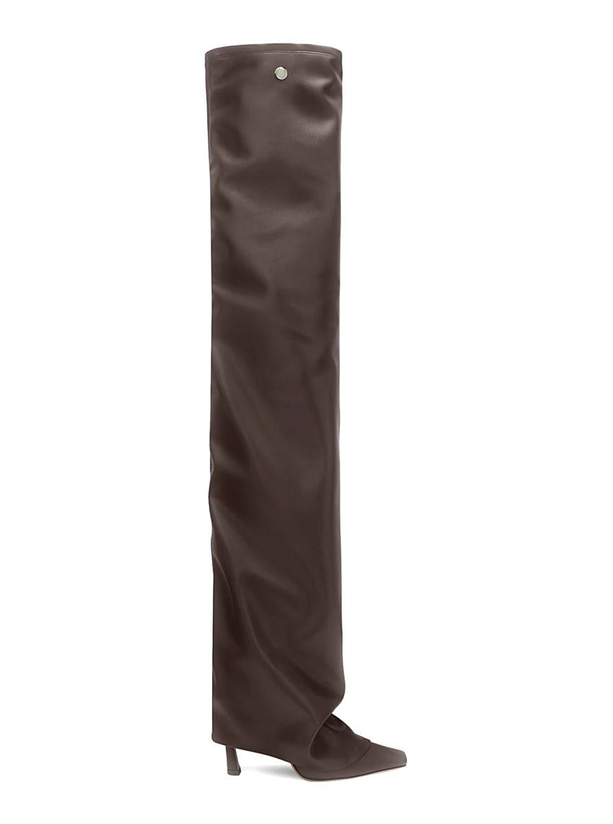 'Robin Okt' Brown Boots With High Stiletto Heel And Ruched Detail In Leather Woman