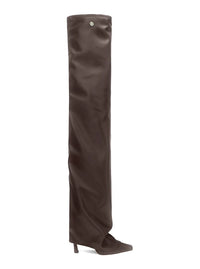 'Robin Okt' Brown Boots With High Stiletto Heel And Ruched Detail In Leather Woman