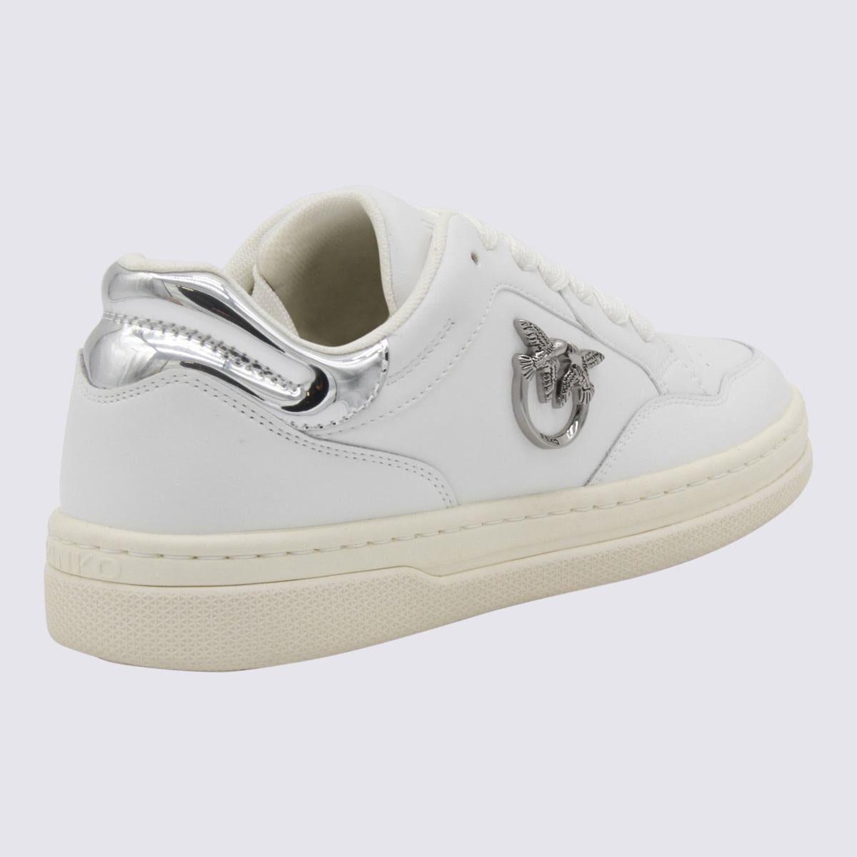 Pinko White And Silver Sneakers