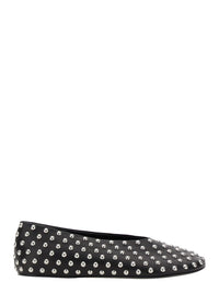 Black Ballet Flats With All-Over Stud In Leather Woman