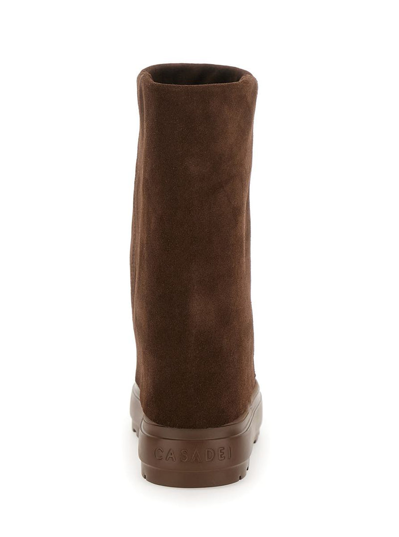 “Renna” Brown Boots With Layered Design In Suede Woman