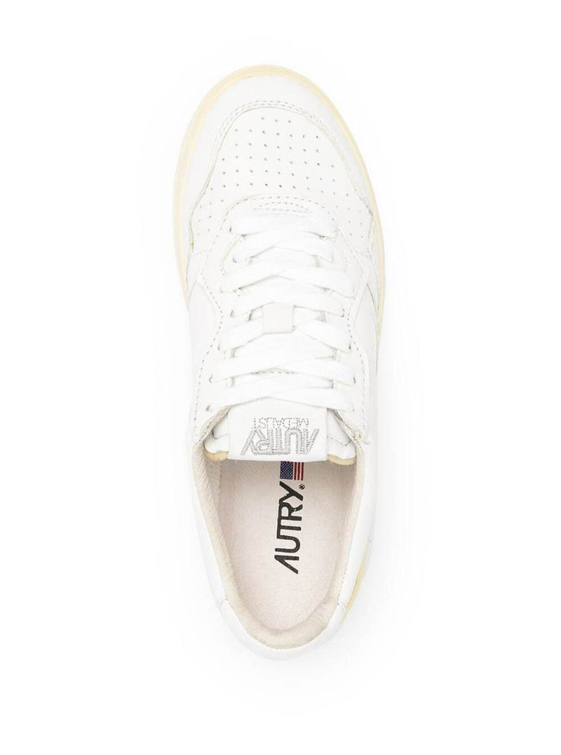 White Leather Sneakers With Logo Autry Woman