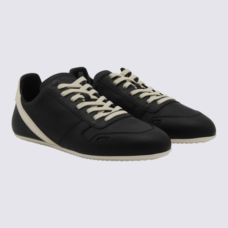 Rick Owens Black Leather Minimal Sneakers