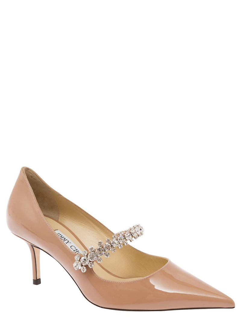 'Bing' Pink Pumps With Crystal Embellishment In Patent Leather Woman