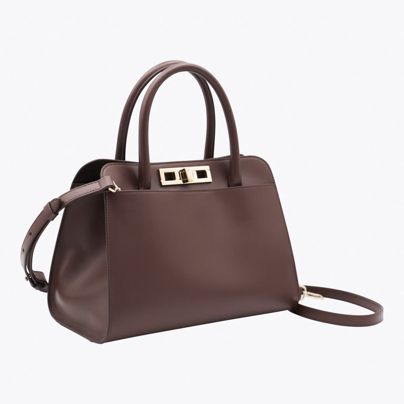 Fabiana Filippi Brown Leather Top Handle Bag