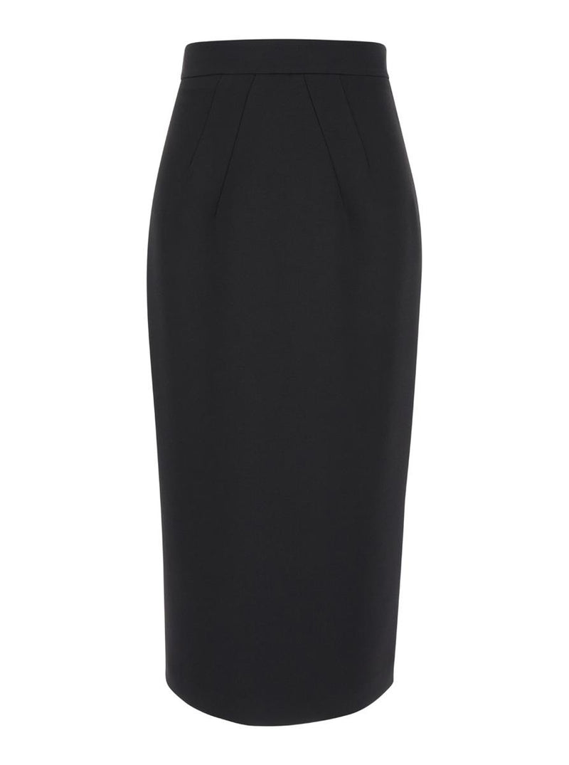 Midi Black Pencil Skirt In Fabric Woman