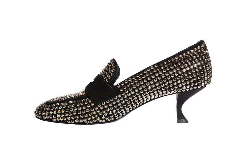 La Rose Heeled Loafers Crystal Black