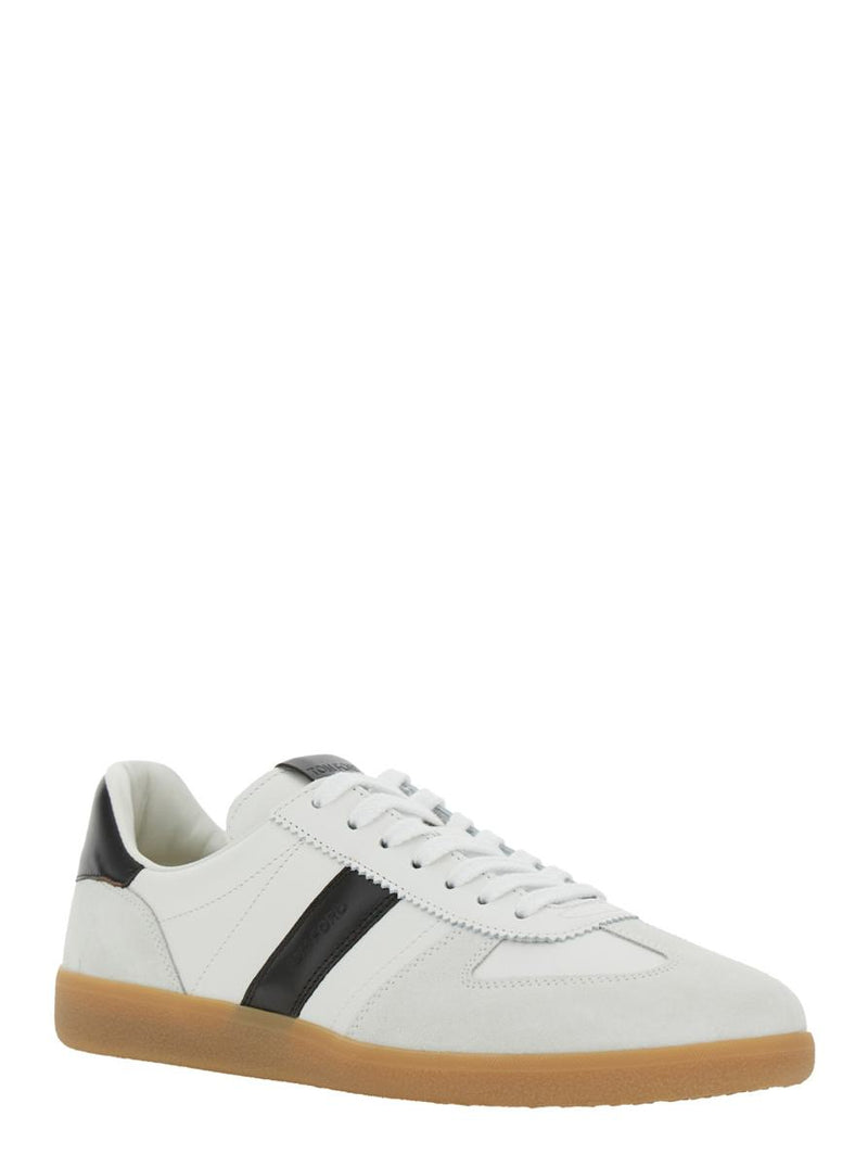 'Archer' White Low Top Sneakers With Logo Lettering On Tongue And Heel And Contrasting Heel In Leather Man
