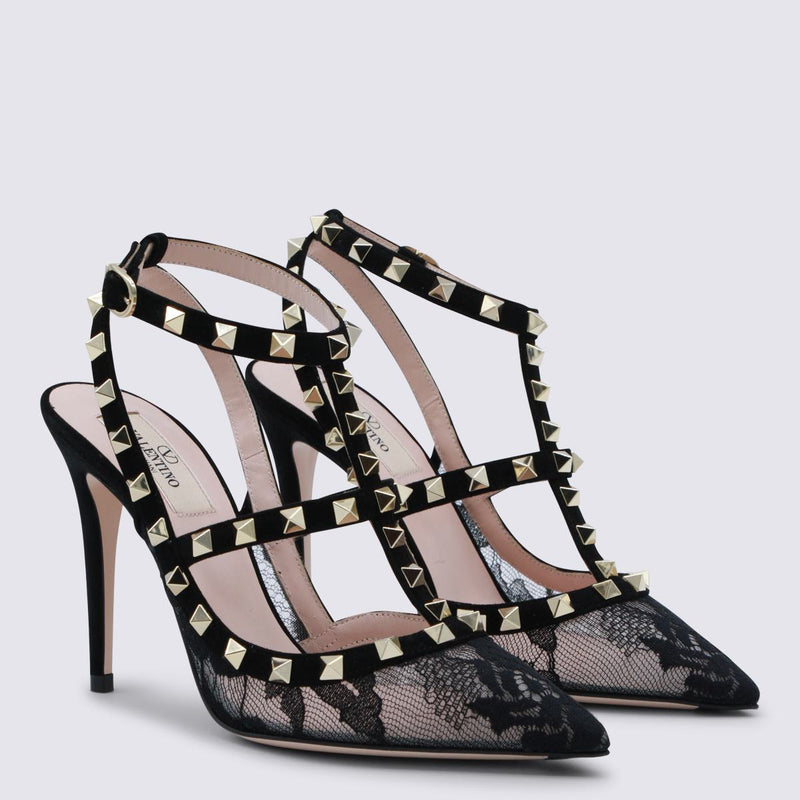 Valentino Garavani Black Leather Rockstud Pumps