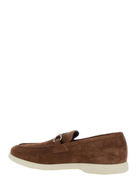 'Cosimo' Brown Loafers With Metallic Hooks On The Front In Suede Man