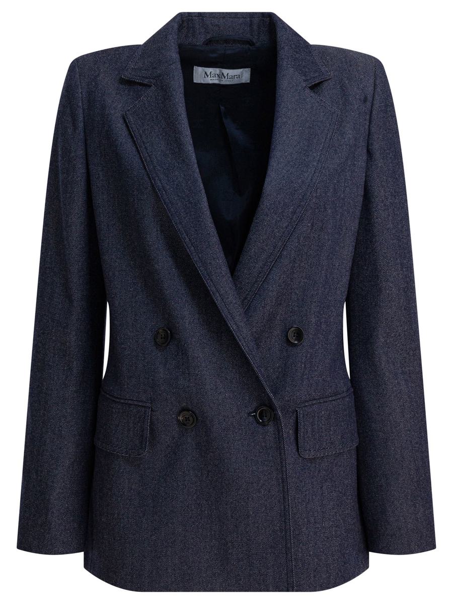 Max Mara Denim-Effect Double-Breasted Blazer