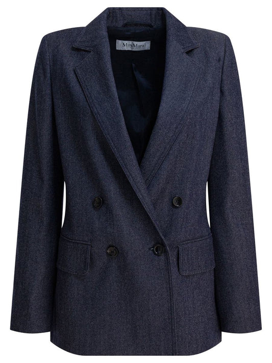 Max Mara Denim-Effect Double-Breasted Blazer