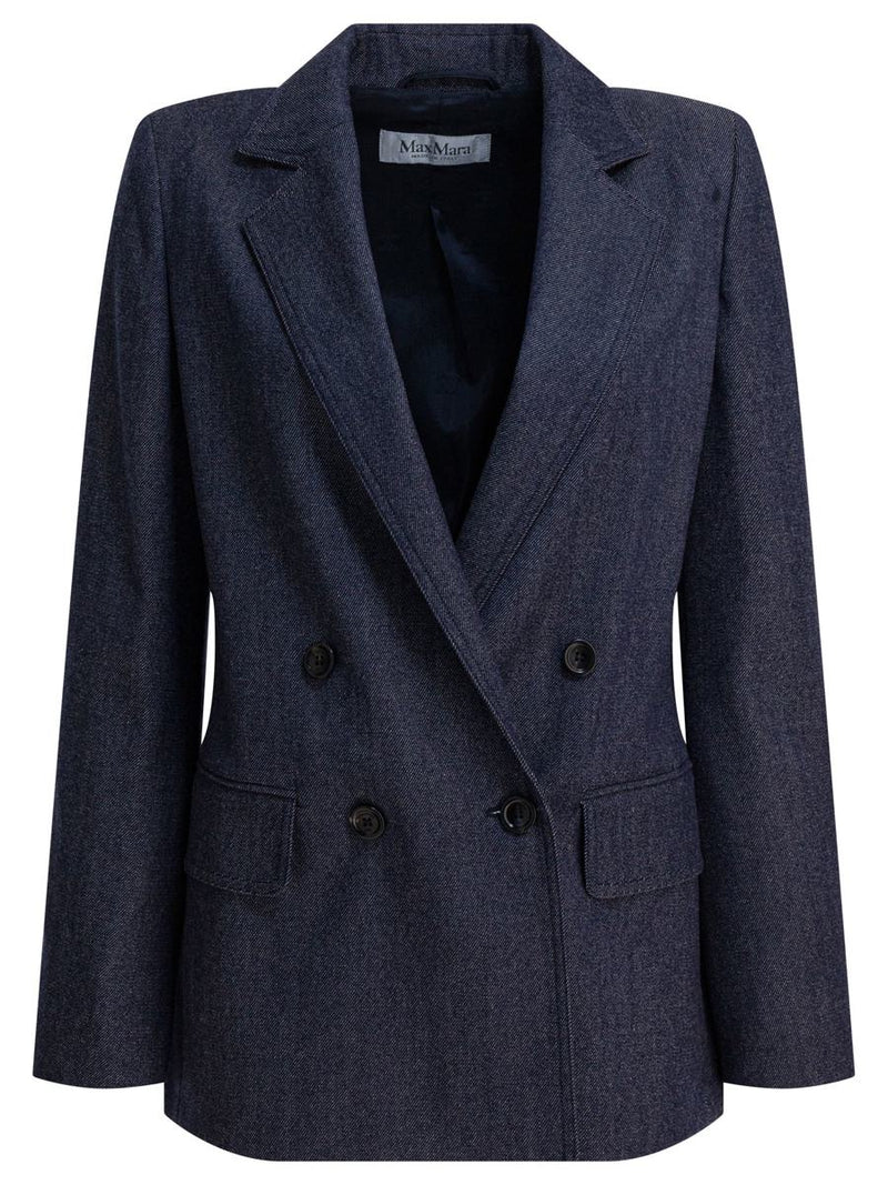 Max Mara Denim-Effect Double-Breasted Blazer