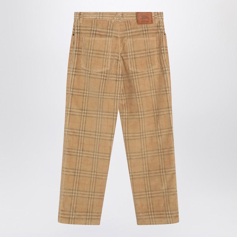 Burberry Sand-Coloured Check Corduroy Trousers
