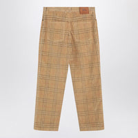 Burberry Sand-Coloured Check Corduroy Trousers