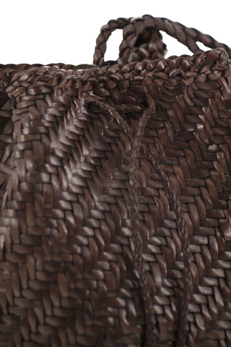 Dragon Diffusion Pompom Double Jump - Bucket Bag With Woven Leather