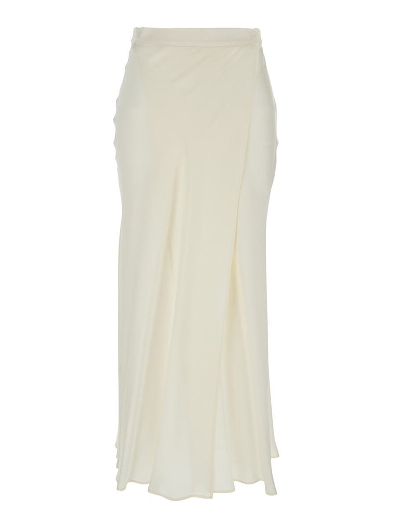 'Ambra' White Skirt With Wrap Design In Silk Blend Woman