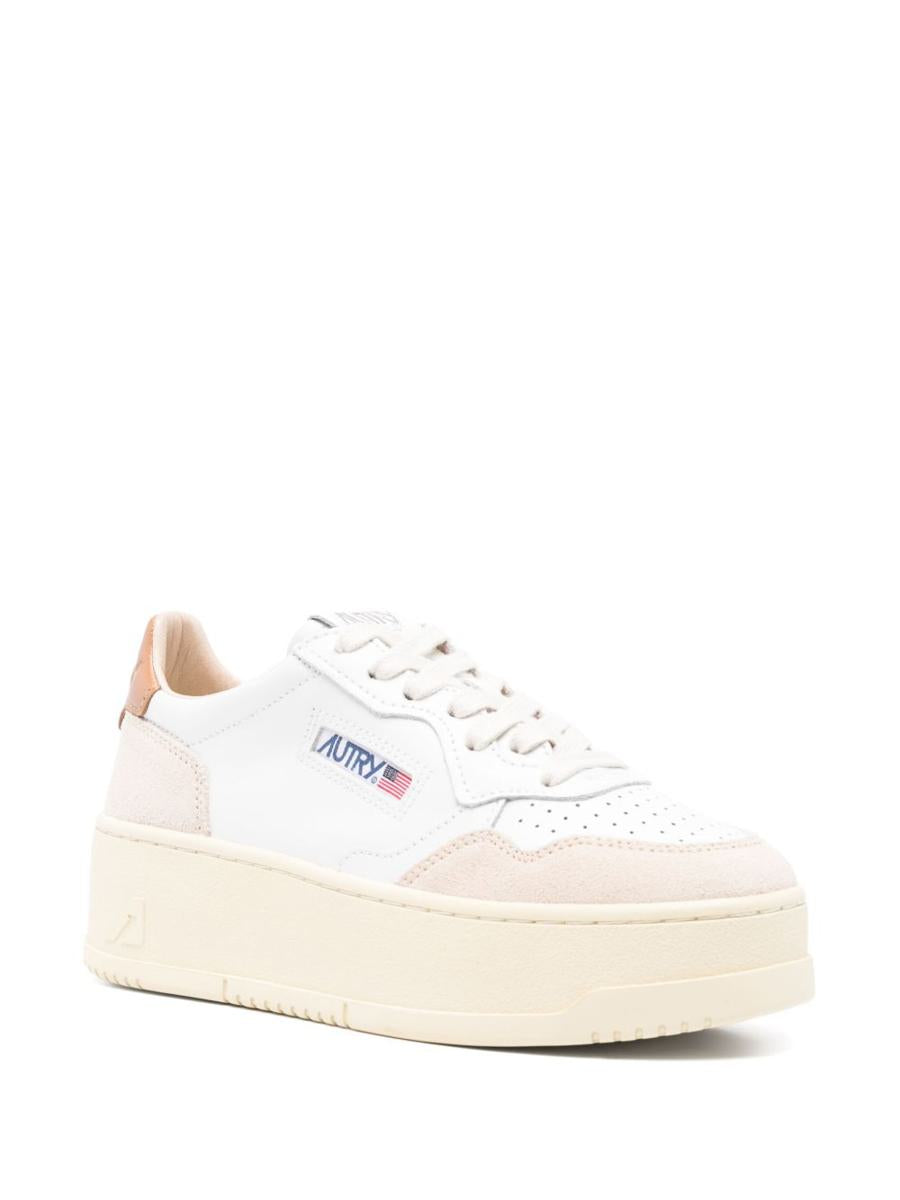 Autry White And Orange 'Medialist' Platform Sneakers