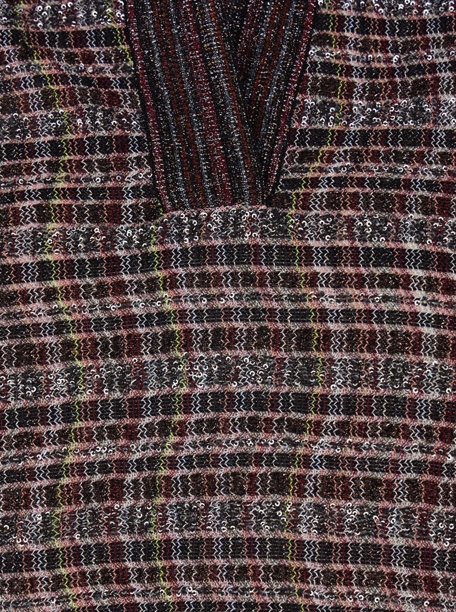 Multicolor Sweater With Wide Collar And All-Over Zigzag Pattern In Wool Blend Woman