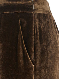 Brown Pants With High Waist And Wide Leg In Viscose Blend Woman
