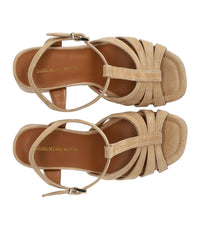 Guglielmo Rotta Jersey Beige Heeled Sandal