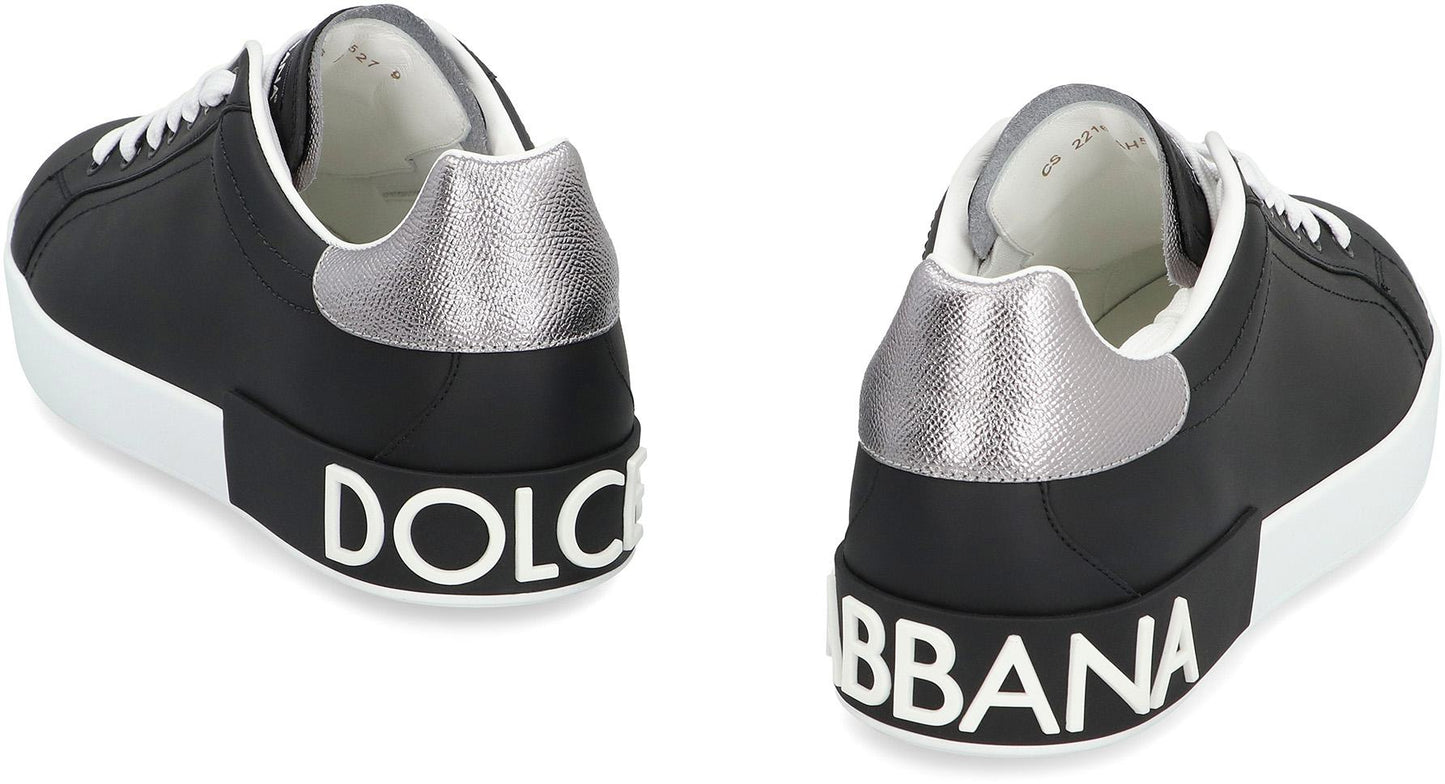 Dolce & Gabbana Portofino Spoiler Leather Low-Top Sneakers