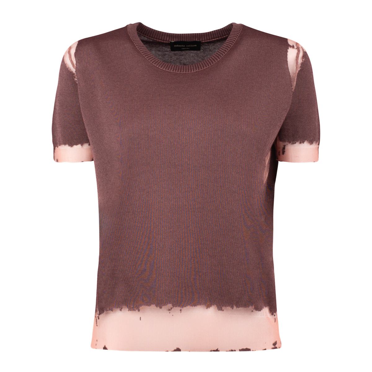 Roberto Collina Brown Cotton Blend Devoré Pullover