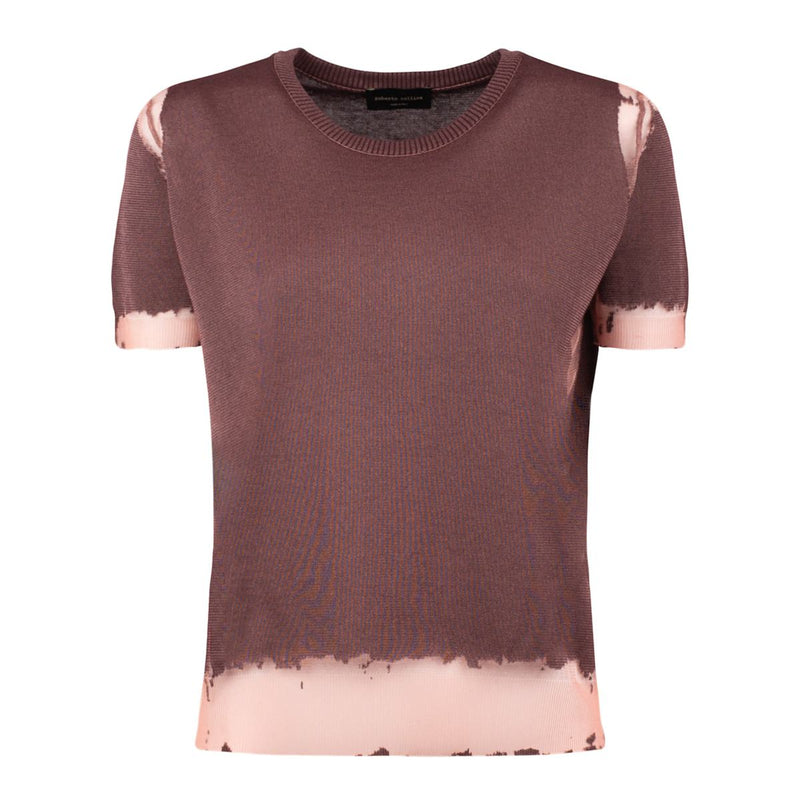 Roberto Collina Brown Cotton Blend Devoré Pullover