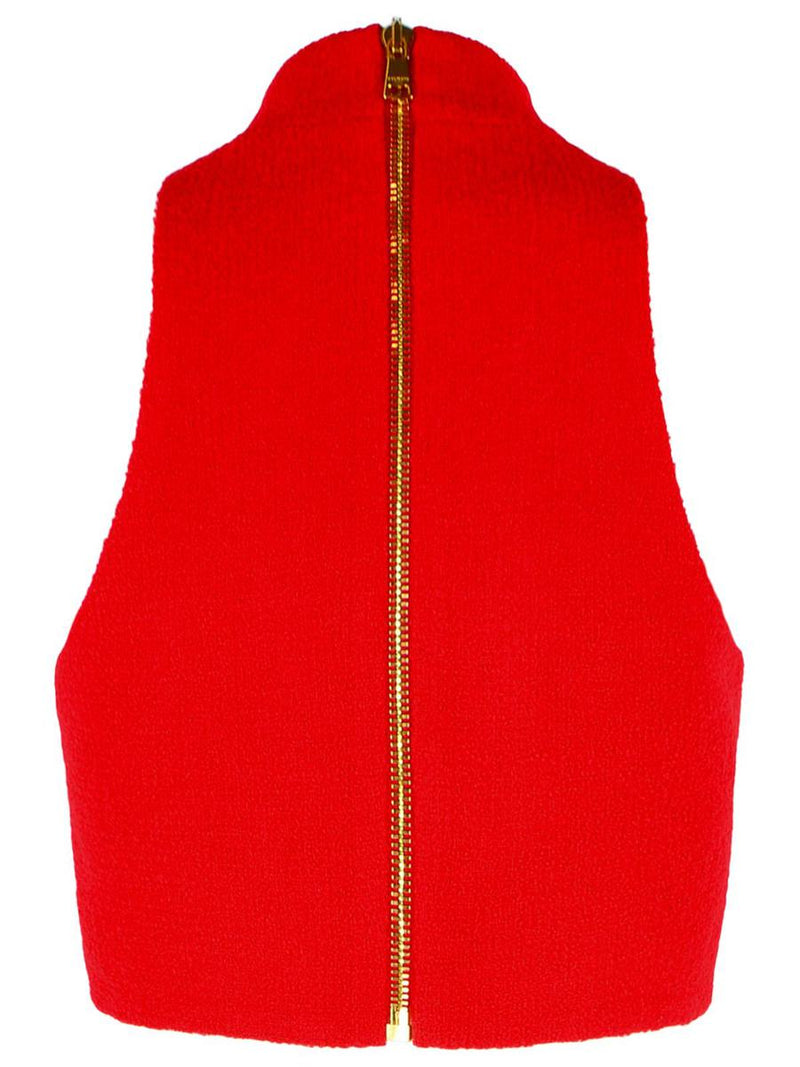 Balmain Red Virgin Wool Top