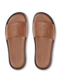 Fendi Roma Wide Band Leather Slides Shoes