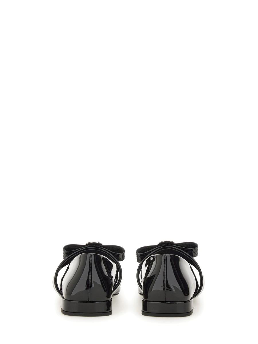 Versace Patent Leather Ballerina "Gianni Ribbon"