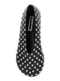 Black Ballet Flats With All-Over Stud In Leather Woman