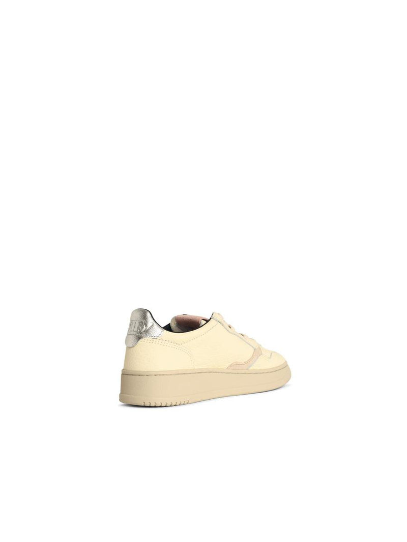 Autry 'Medalist Low' Silver And Powder Leather Sneakers