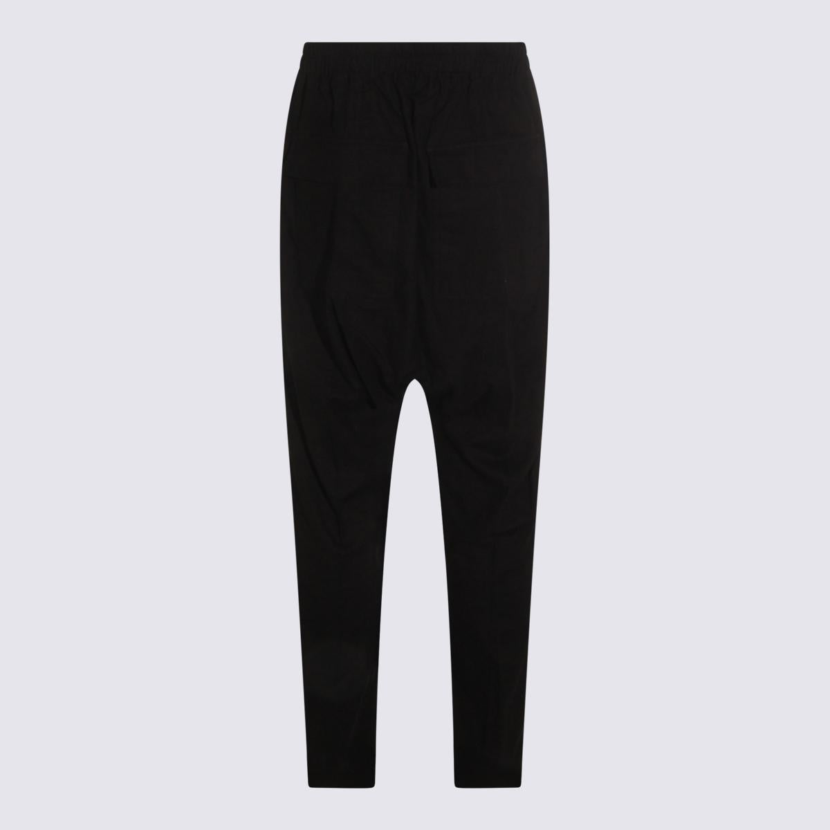Rick Owens Black Cotton Drawstring Long Pants